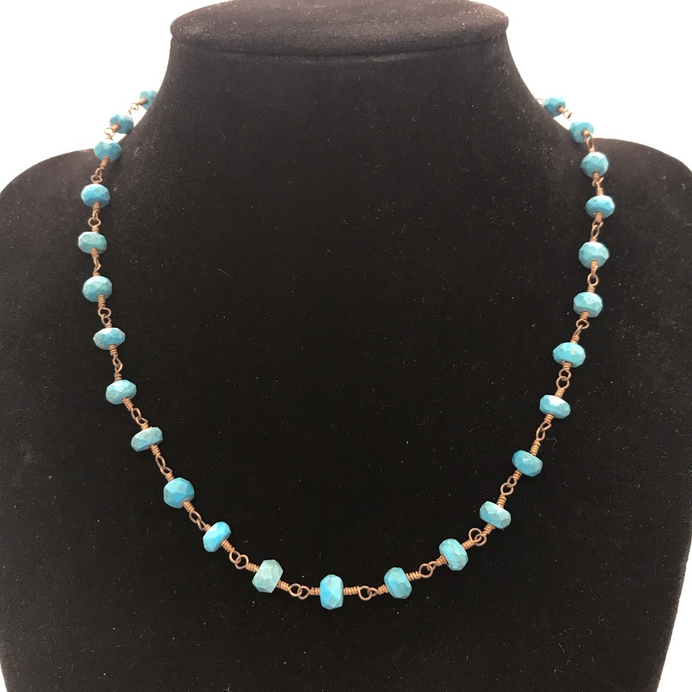 London manori 14K GP Turquoise blue stone necklace 16” & 2.5 Extender